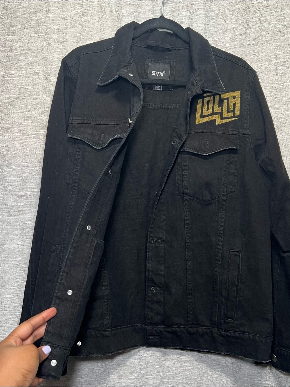Strata Lollapalooza World Tour Black Denim Jacket XL Graphic Trucker Streetwear - Picture 7 of 15